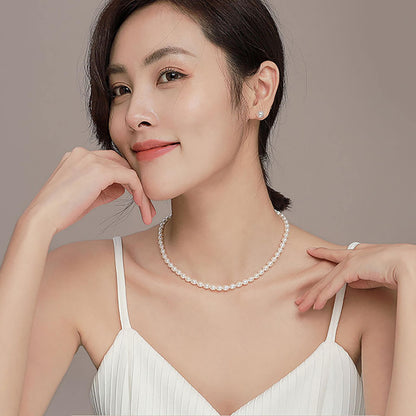 Luck Rising Freshwater Pearl Necklace for Women – High Luster Baroque Pearl Choker with 925 Silver Lobster Clasp – 3-4mm / 6-7mm Pearls, Adjustable 38+6cm Length