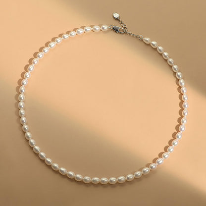 Luck Rising Freshwater Pearl Necklace for Women – High Luster Baroque Pearl Choker with 925 Silver Lobster Clasp – 3-4mm / 6-7mm Pearls, Adjustable 38+6cm Length