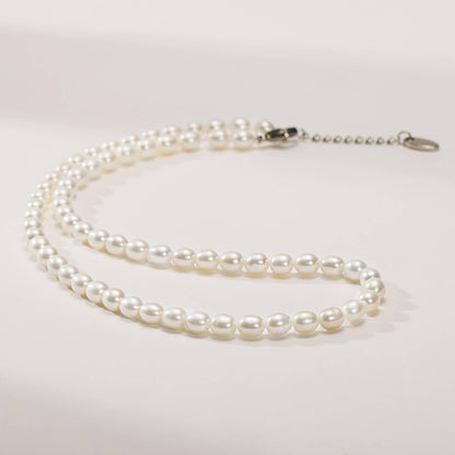 Luck Rising Freshwater Pearl Necklace for Women – High Luster Baroque Pearl Choker with 925 Silver Lobster Clasp – 3-4mm / 6-7mm Pearls, Adjustable 38+6cm Length